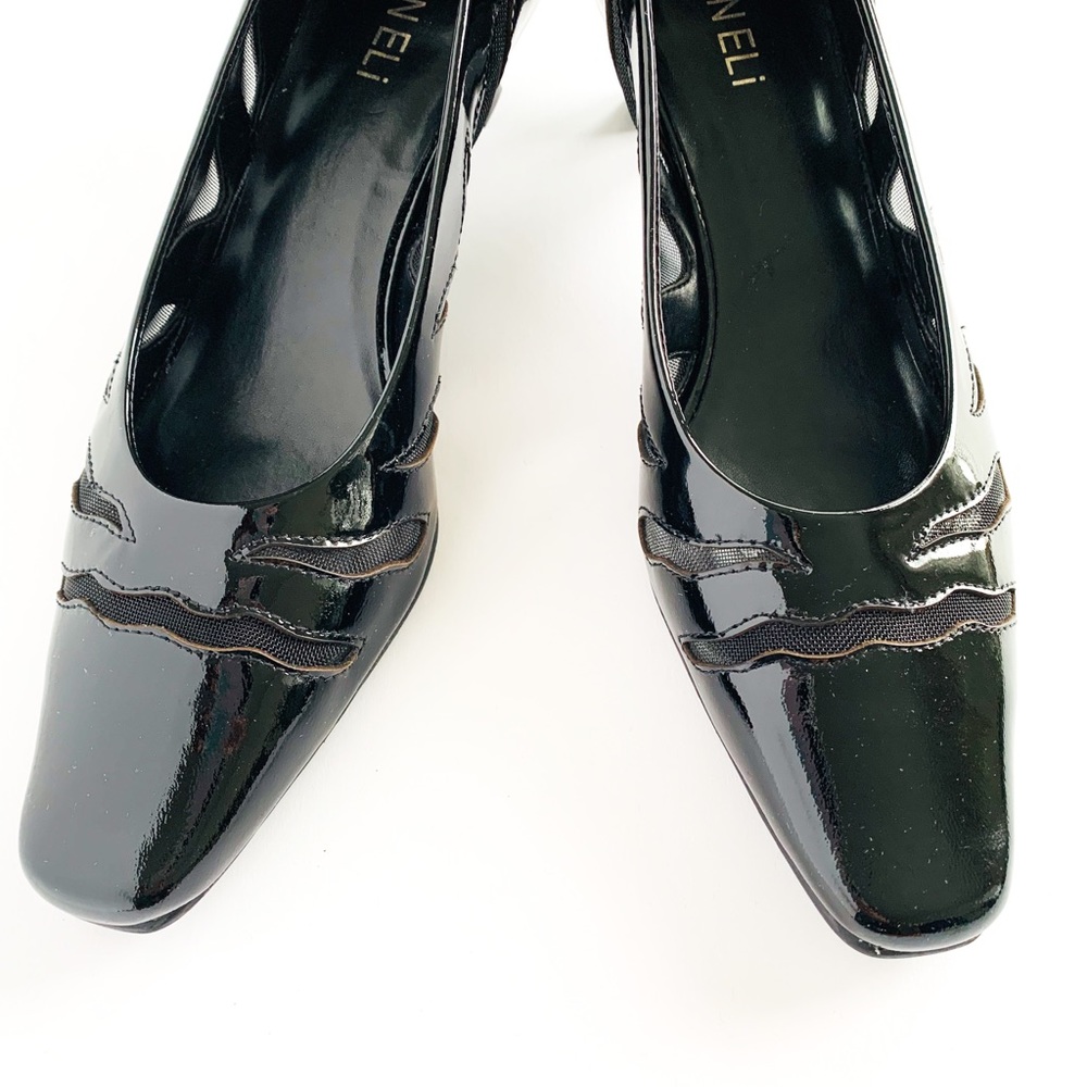 Vaneli Black Dress Shoes Heels Patent Leather 9 - Picture 3 of 7